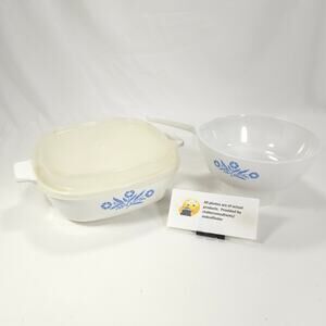 Corning Ware Blue Cornflower Bundle #P-1-B Casserole Dish w/Lid #P-81-B Saucepan